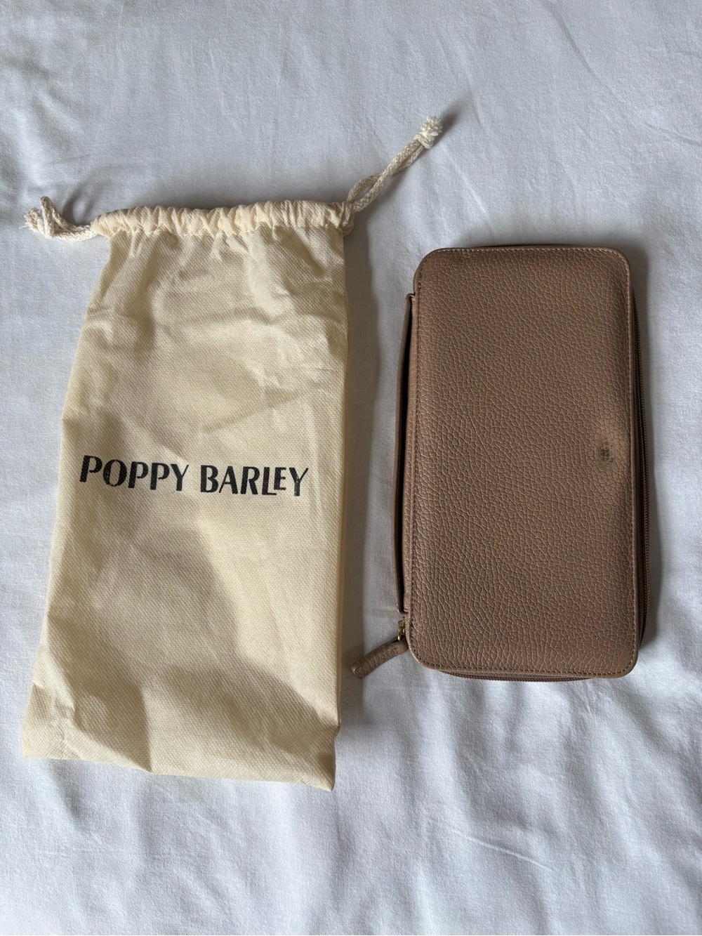 Poppy Barley Pebbled Taupe Zip Passport Holder Wallet